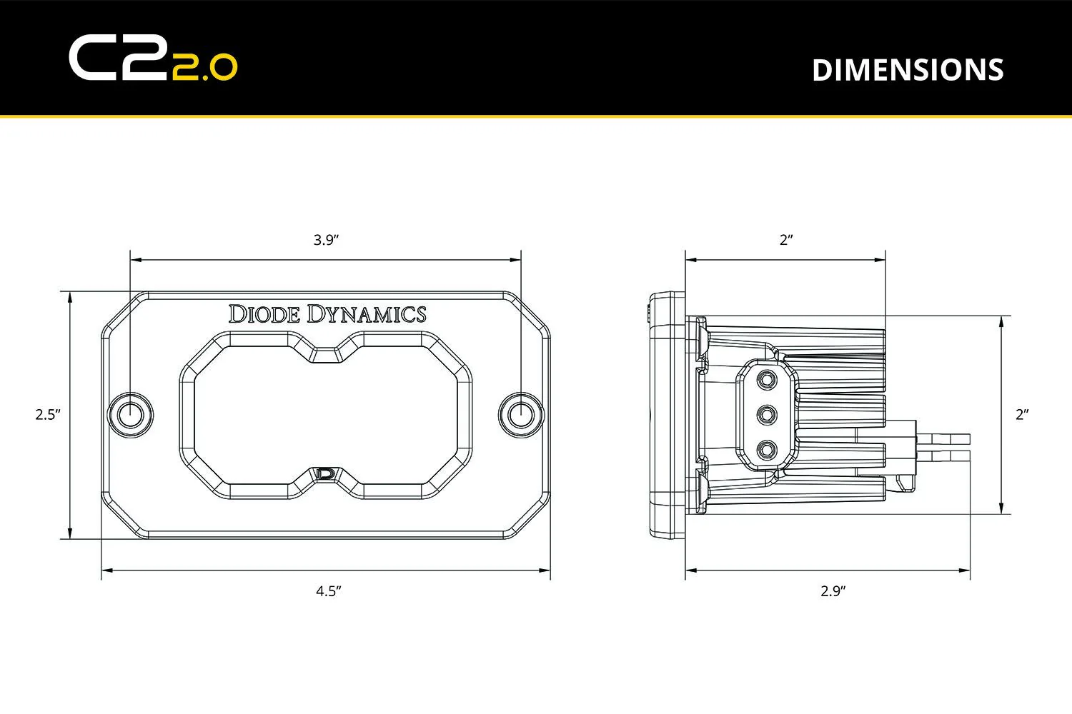 Diode Dynamics C2 2.0 White Sport Flush Mount LED Pod (Pair) - Image 8
