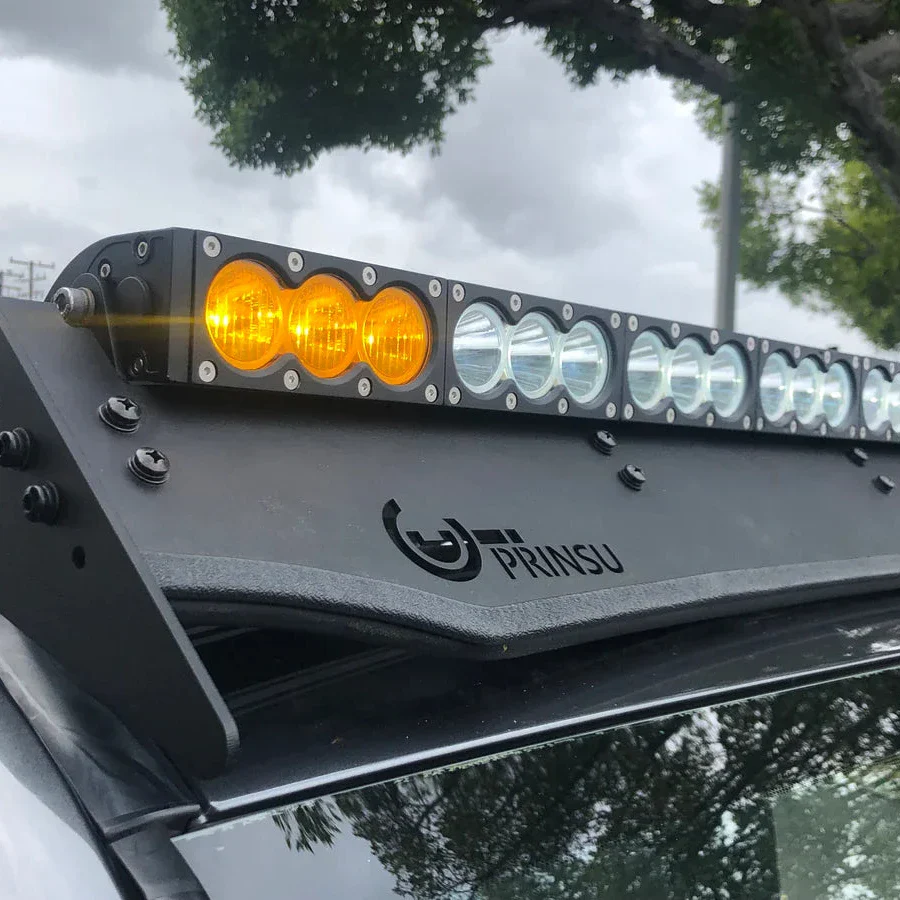 Cali Raised Dual Function Amber/White LED Light Bar Prinsu Mounting Brackets - Image 2