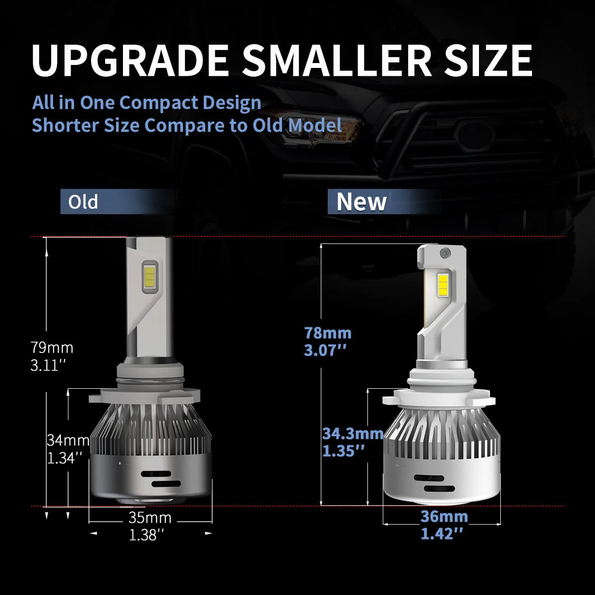 Lasfit LA Plus Series 9005 HB3 LED bulbs 60W 6000LM 6000K Amplified Flux Beam | 2 Bulbs - Image 11