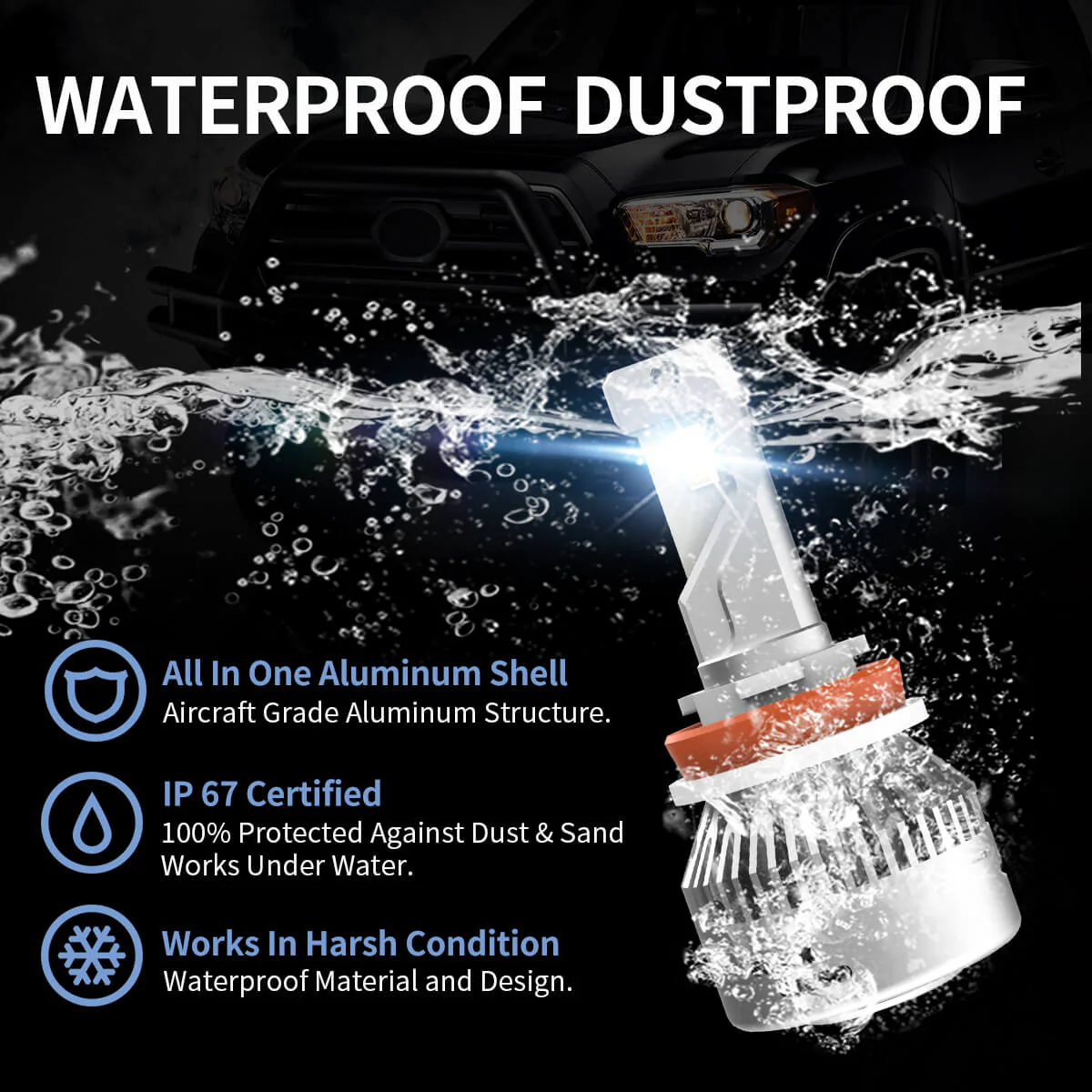 Lasfit LA Plus Series H8 H11 H16 LED Fog Light 60W 6000LM 6000K Amplified Flux Beam | 2 Bulbs - Image 10
