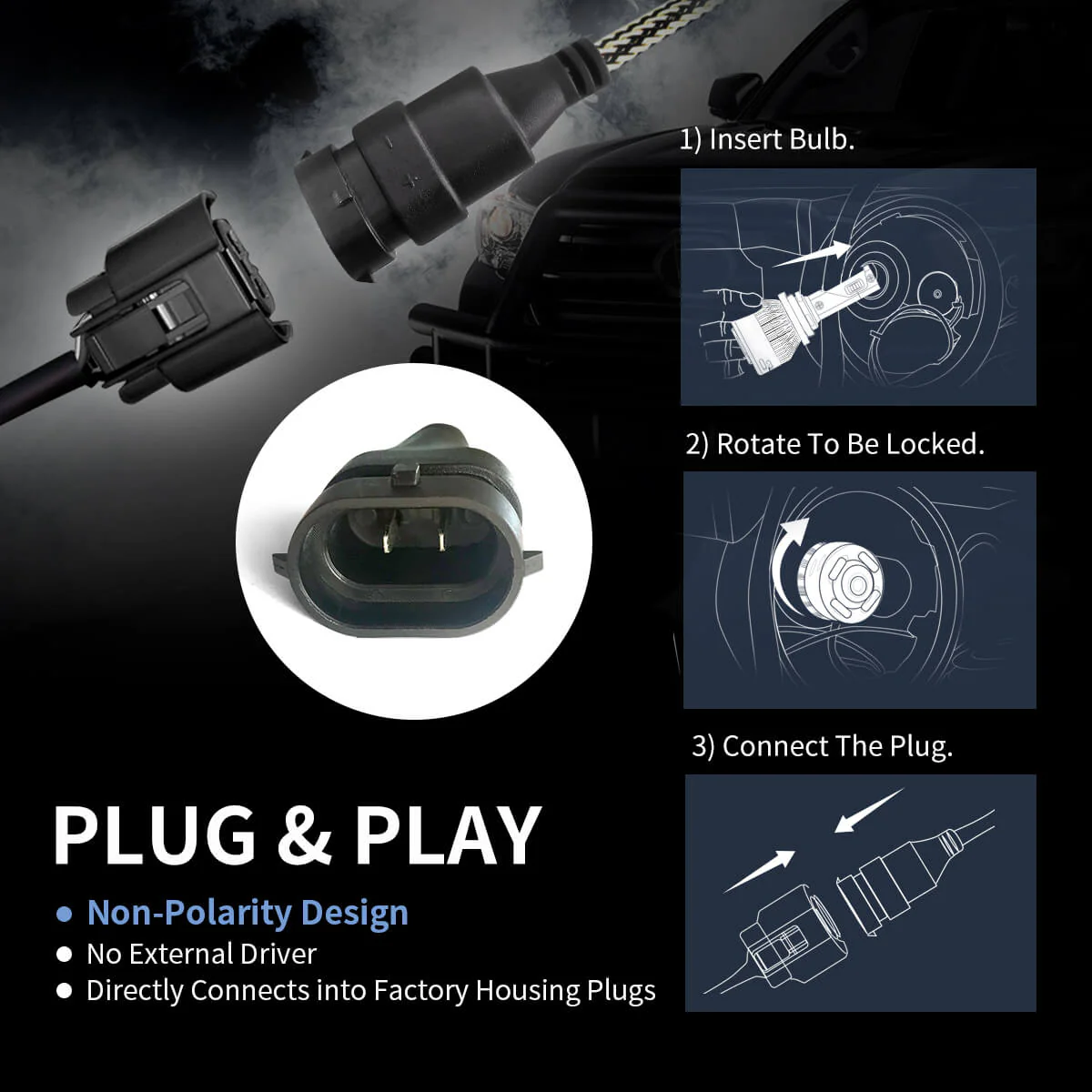 Lasfit LA Plus Series H8 H11 H16 LED Fog Light 60W 6000LM 6000K Amplified Flux Beam | 2 Bulbs - Image 7