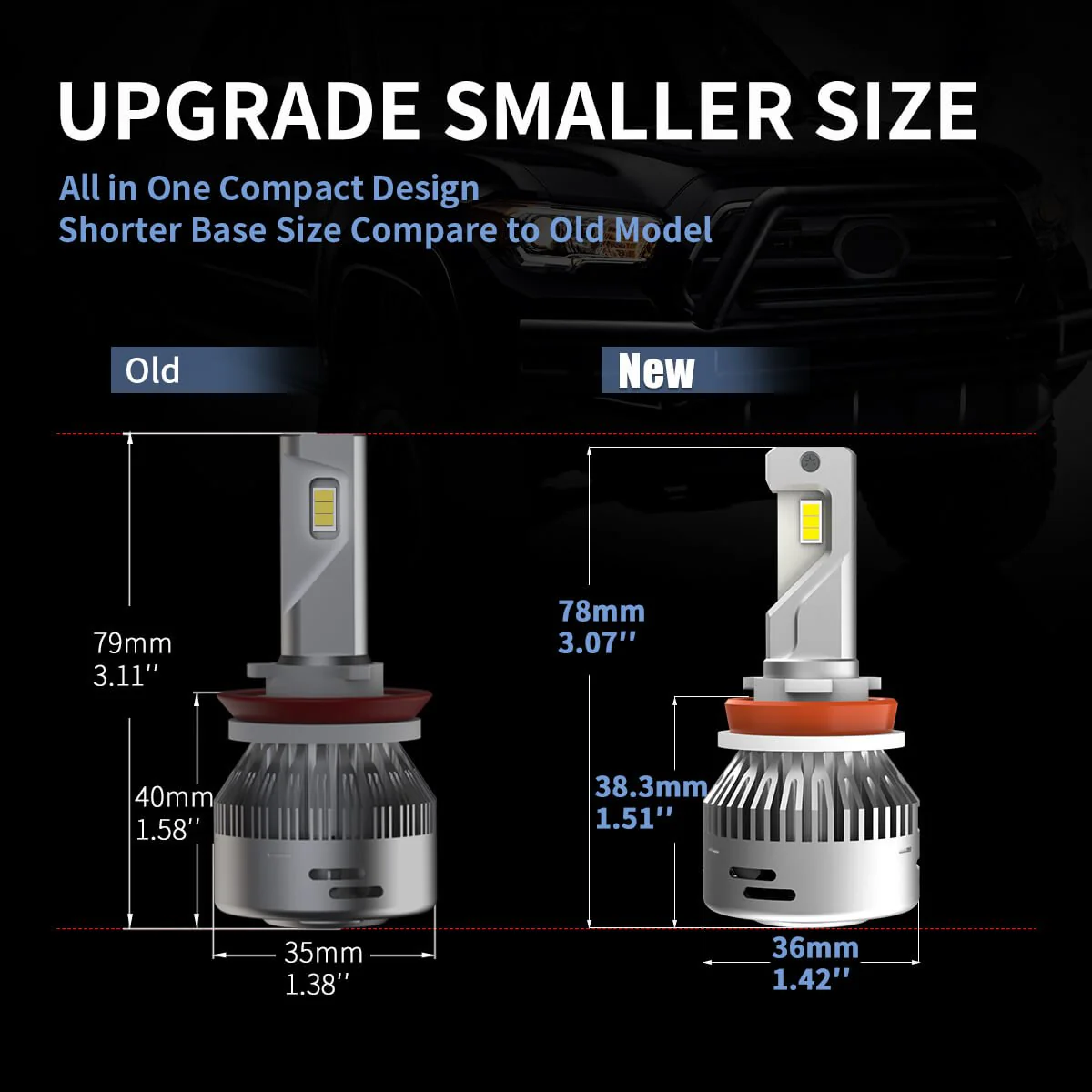 Lasfit LA Plus Series H8 H11 H16 LED Fog Light 60W 6000LM 6000K Amplified Flux Beam | 2 Bulbs - Image 9