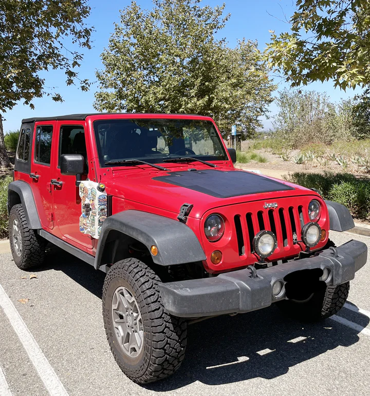 Lensun 105W Hood/Bonnet Flexible Solar Panel for Jeep Wrangler JK (2007-2018) - Image 2