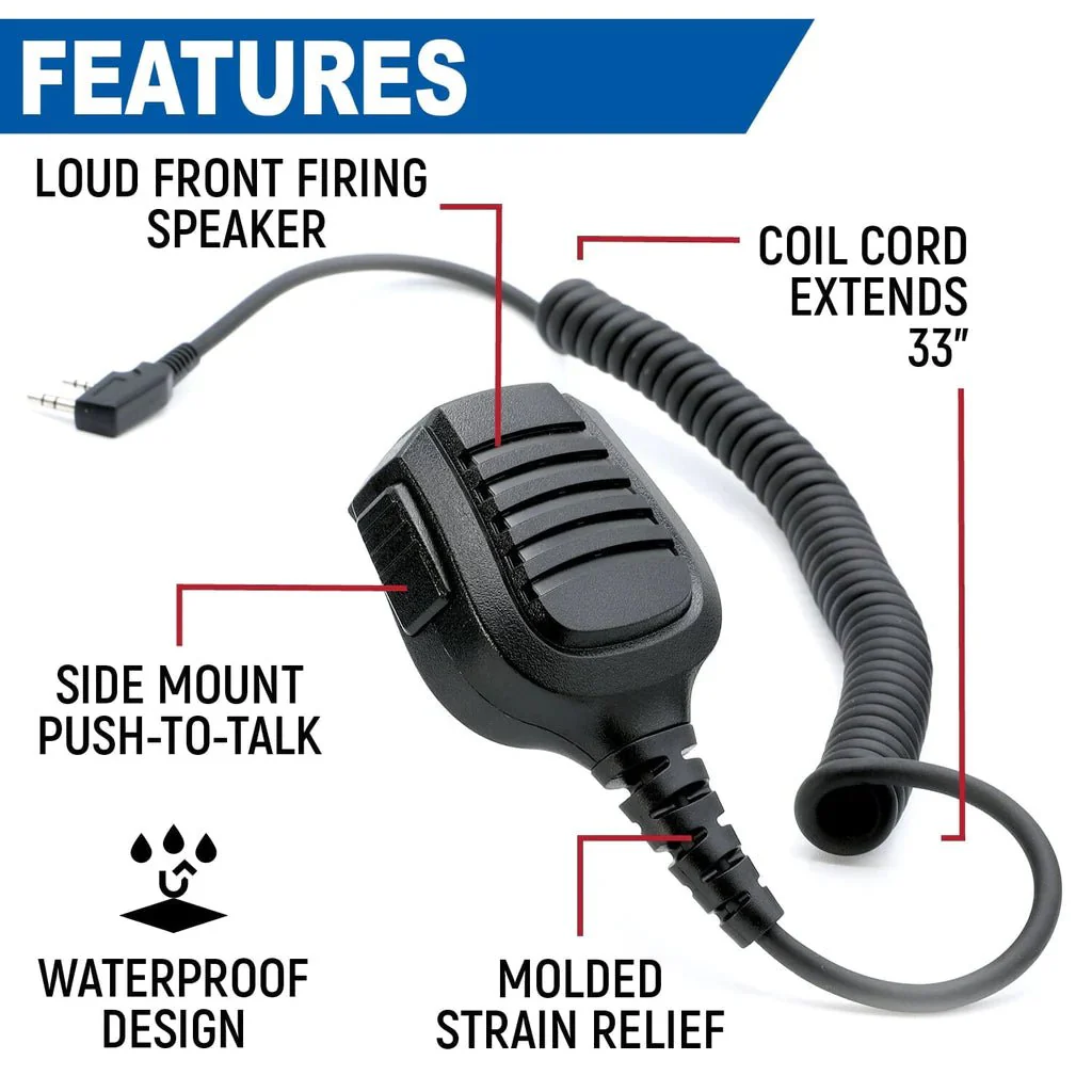 Rugged Hand Speaker Mic Waterproof for Handheld Radios - Image 2