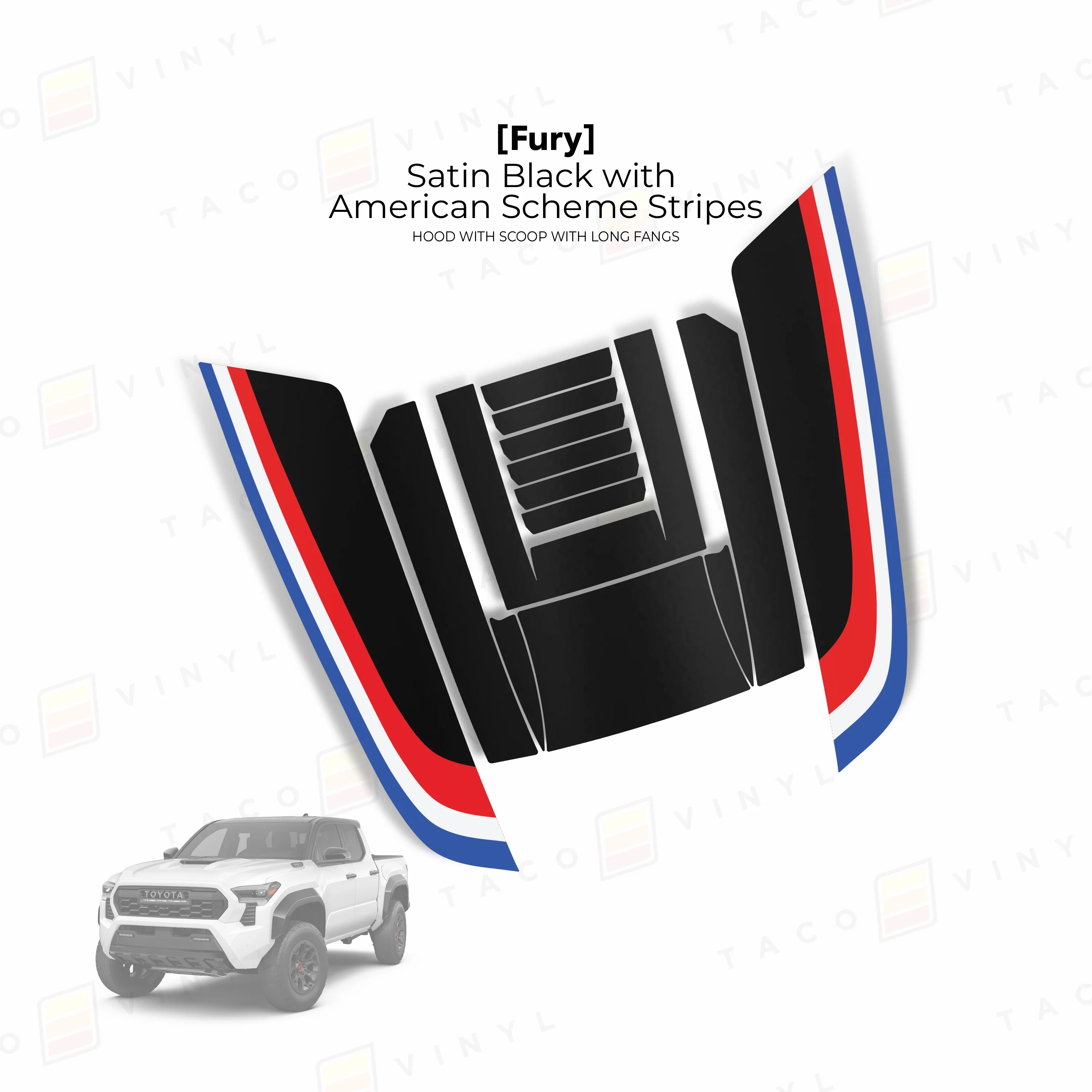 Taco Vinyl Fury Hood Scoop Stamp with Long Fangs for Tacoma (2024-2026) - Image 4