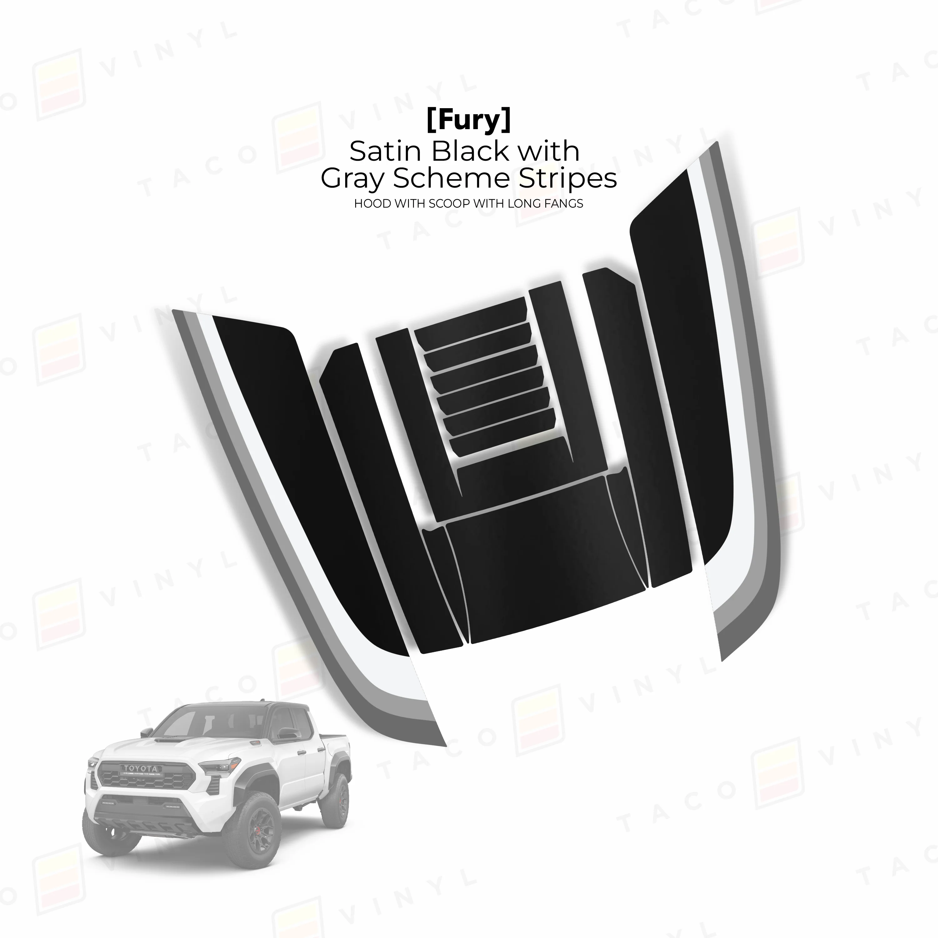 Taco Vinyl Fury Hood Scoop Stamp with Long Fangs for Tacoma (2024-2026) - Image 5