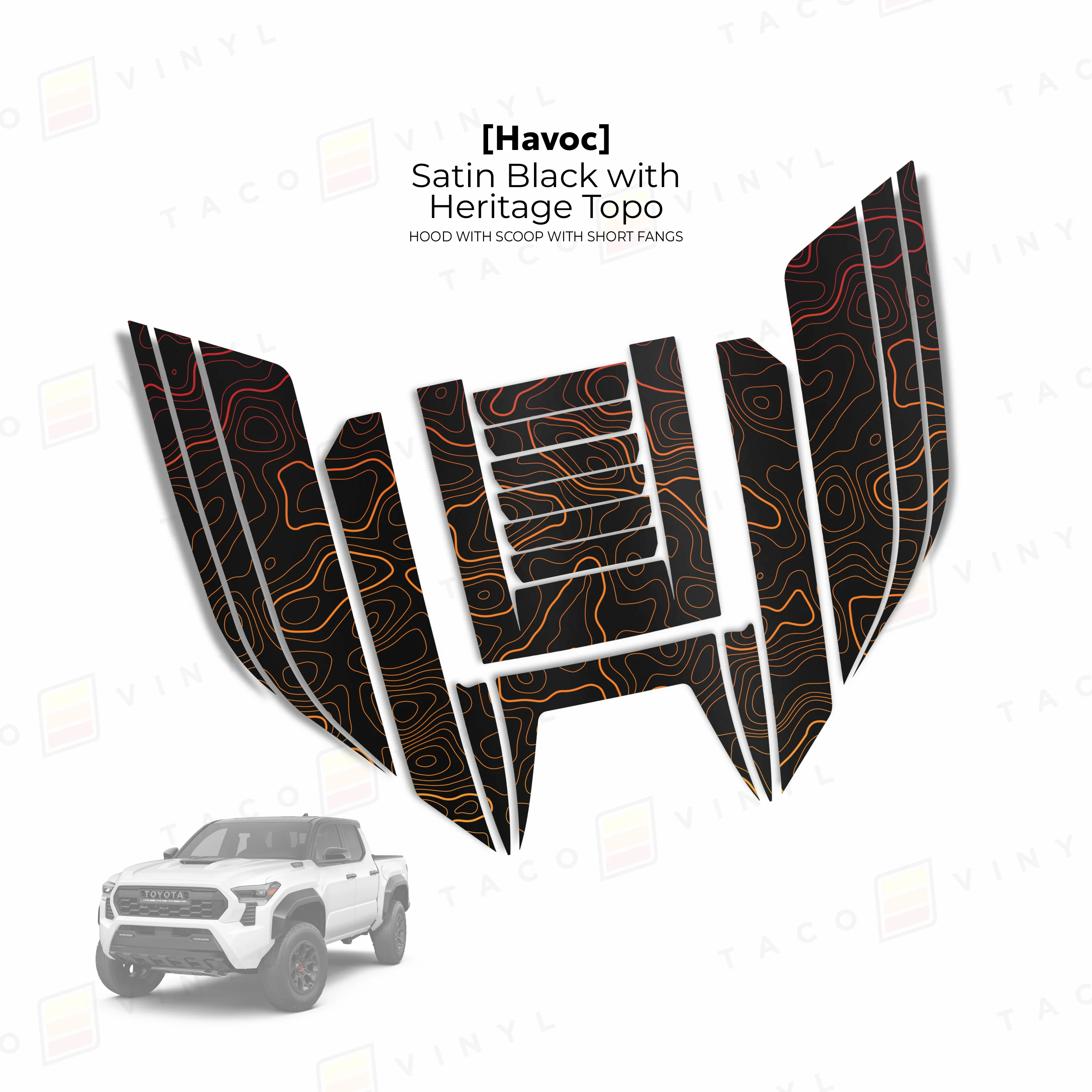 Taco Vinyl Havoc Hood Scoop Stamp with Short Fangs for Tacoma (2024-2025) - Image 11