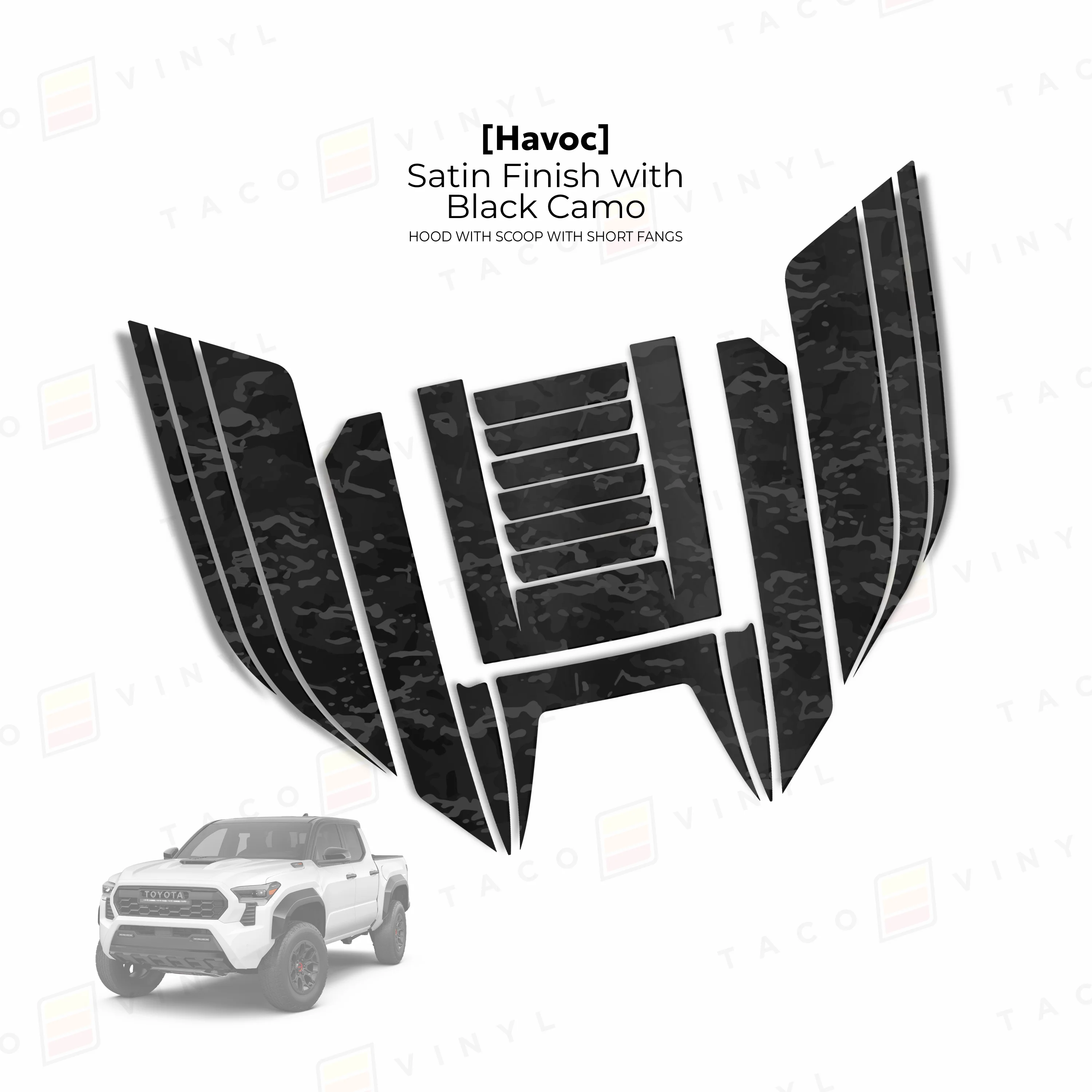 Taco Vinyl Havoc Hood Scoop Stamp with Short Fangs for Tacoma (2024-2025) - Image 17