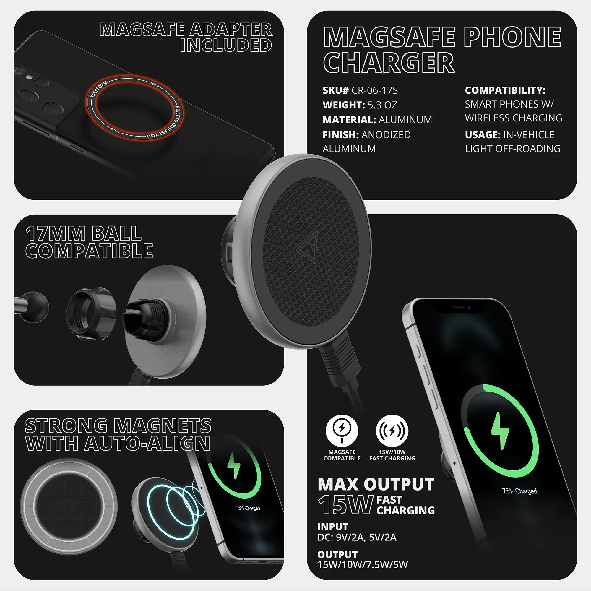 TackForm TRAXX™ - Assault Track Picatinny Dash Bracket With MagSafe Charging Phone Mount for Tacoma (2016-2023) - Image 11