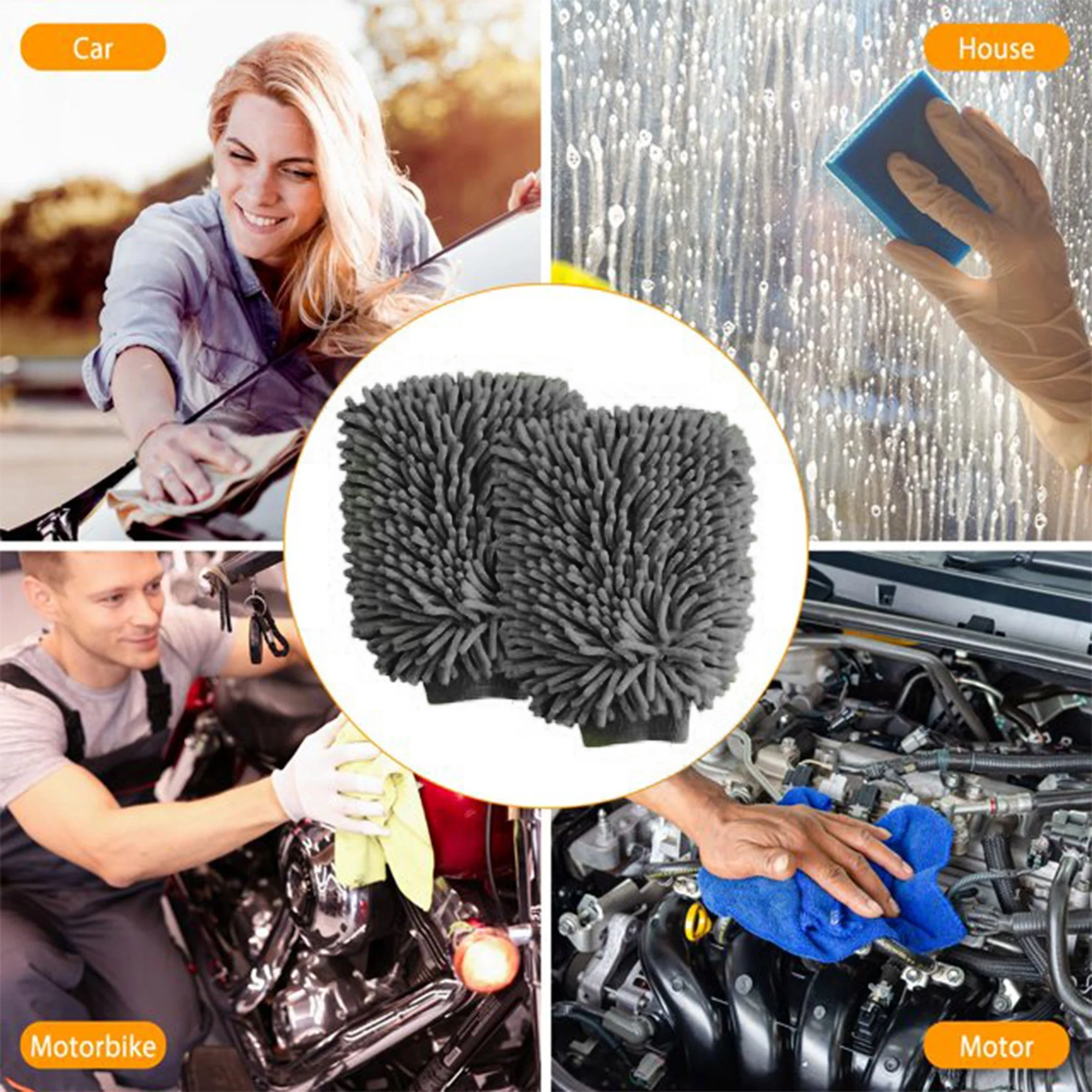 WASH&WHIPS Microfiber Chenille Car Cleaning Mitt (2-Pack) - Image 3