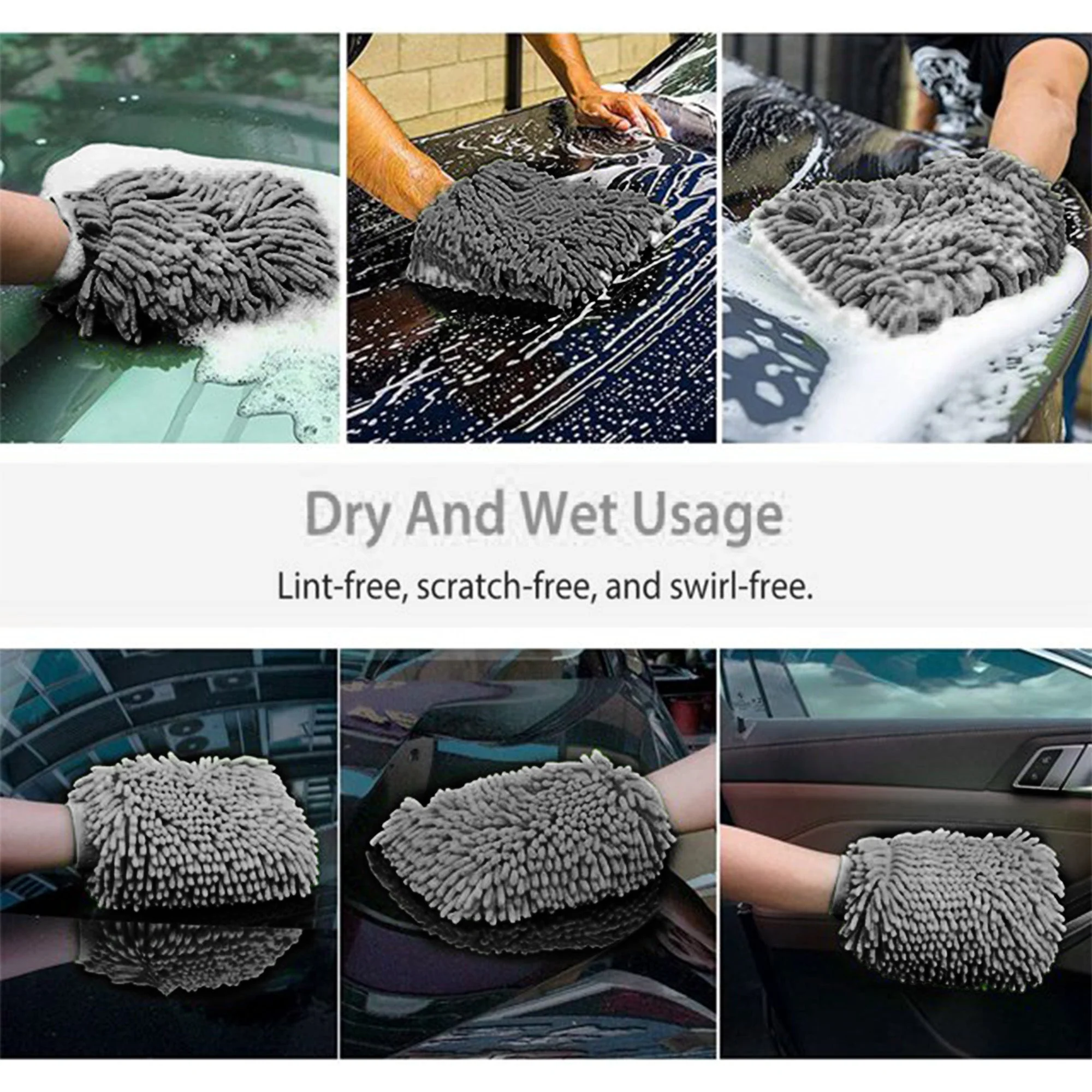 WASH&WHIPS Microfiber Chenille Car Cleaning Mitt (2-Pack) - Image 5