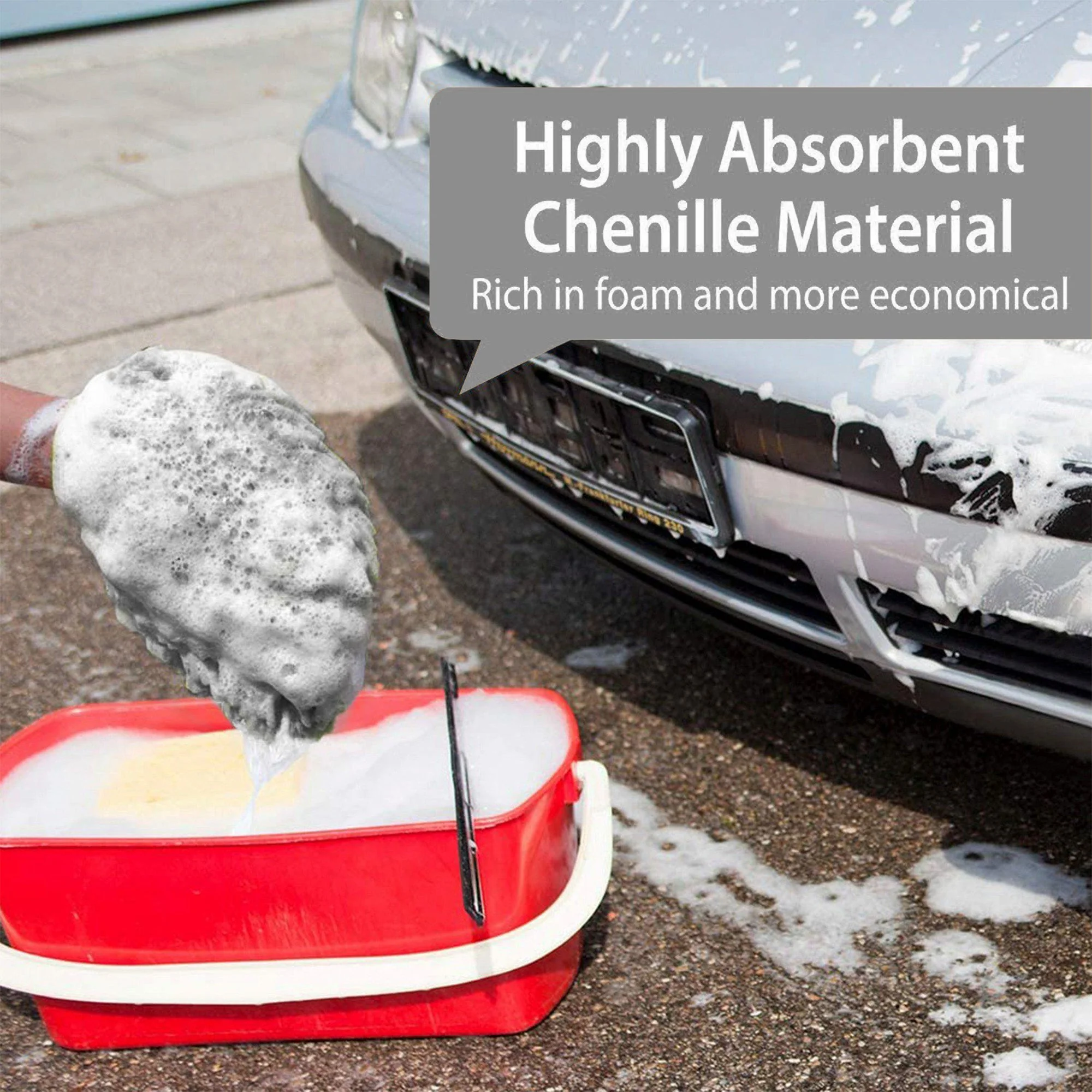 WASH&WHIPS Microfiber Chenille Car Cleaning Mitt (2-Pack) - Image 7