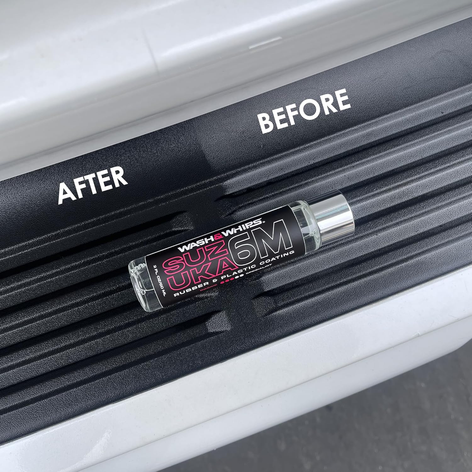 WASH&WHIPS Suzuka 6M Rubber & Plastic Coating for Cars, Restores and Brings Back Black (Concentrated Formula Non-Greasy, 60ml) - Image 5